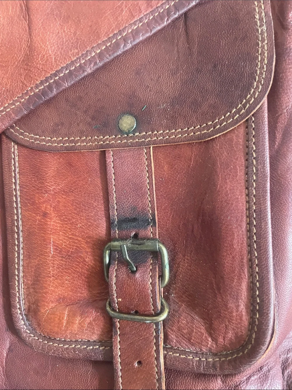 Komar Passion Vintage Brown Leather Messenger Bag Adjustable Strap (OL3)